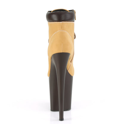 Pleaser Stivaletti da donna FLAMINGO-800tl-02 Tan Nubuck in ecopelle / d. Brown Matte.