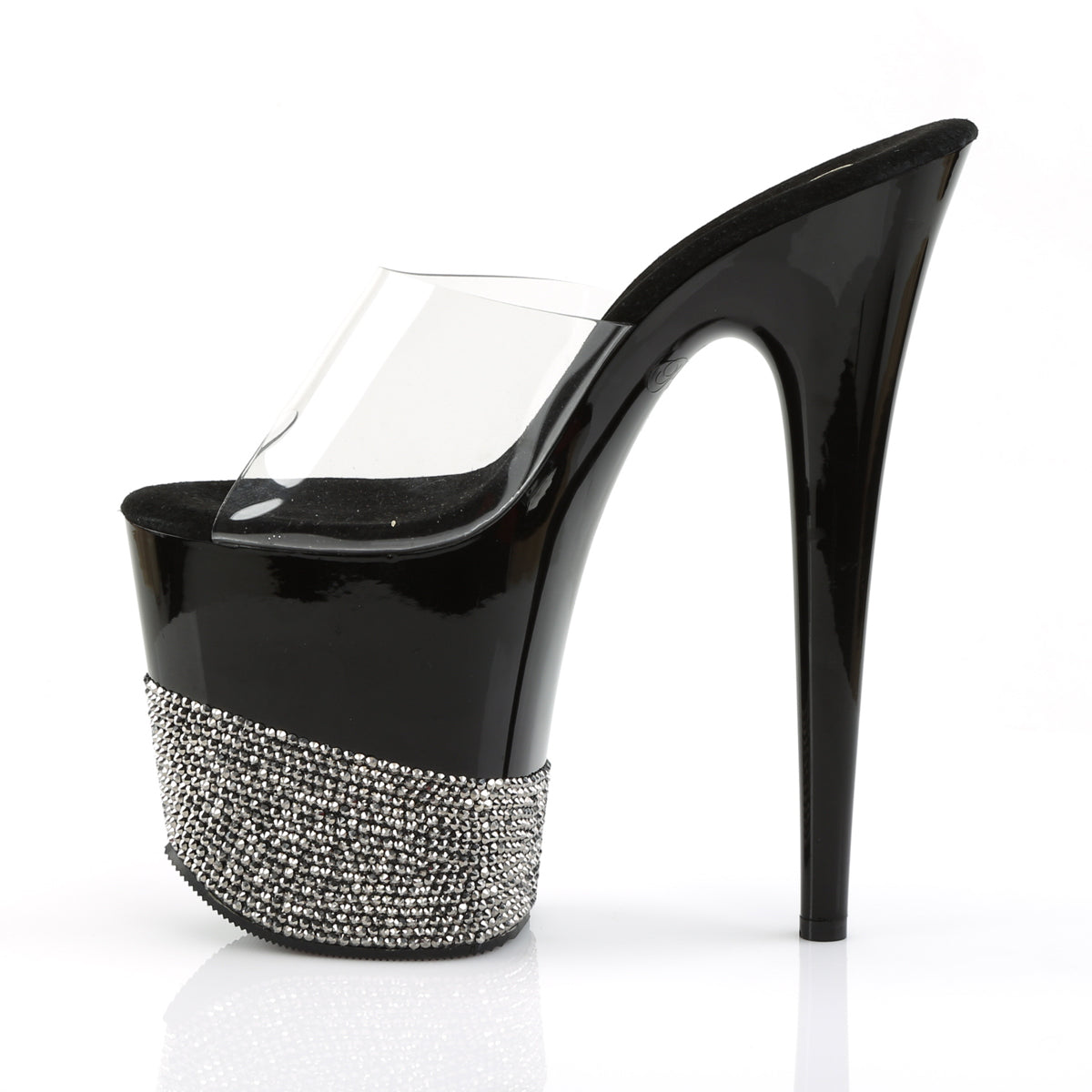 Pleaser Sandali da donna FLAMINGO-801-3 CLR / BLK-PEWTER RS