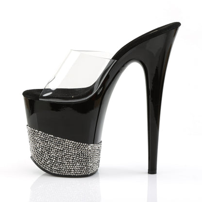 Pleaser Sandali da donna FLAMINGO-801-3 CLR / BLK-PEWTER RS