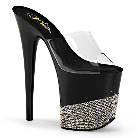 Pleaser Sandali da donna FLAMINGO-801-3 CLR / BLK-PEWTER RS