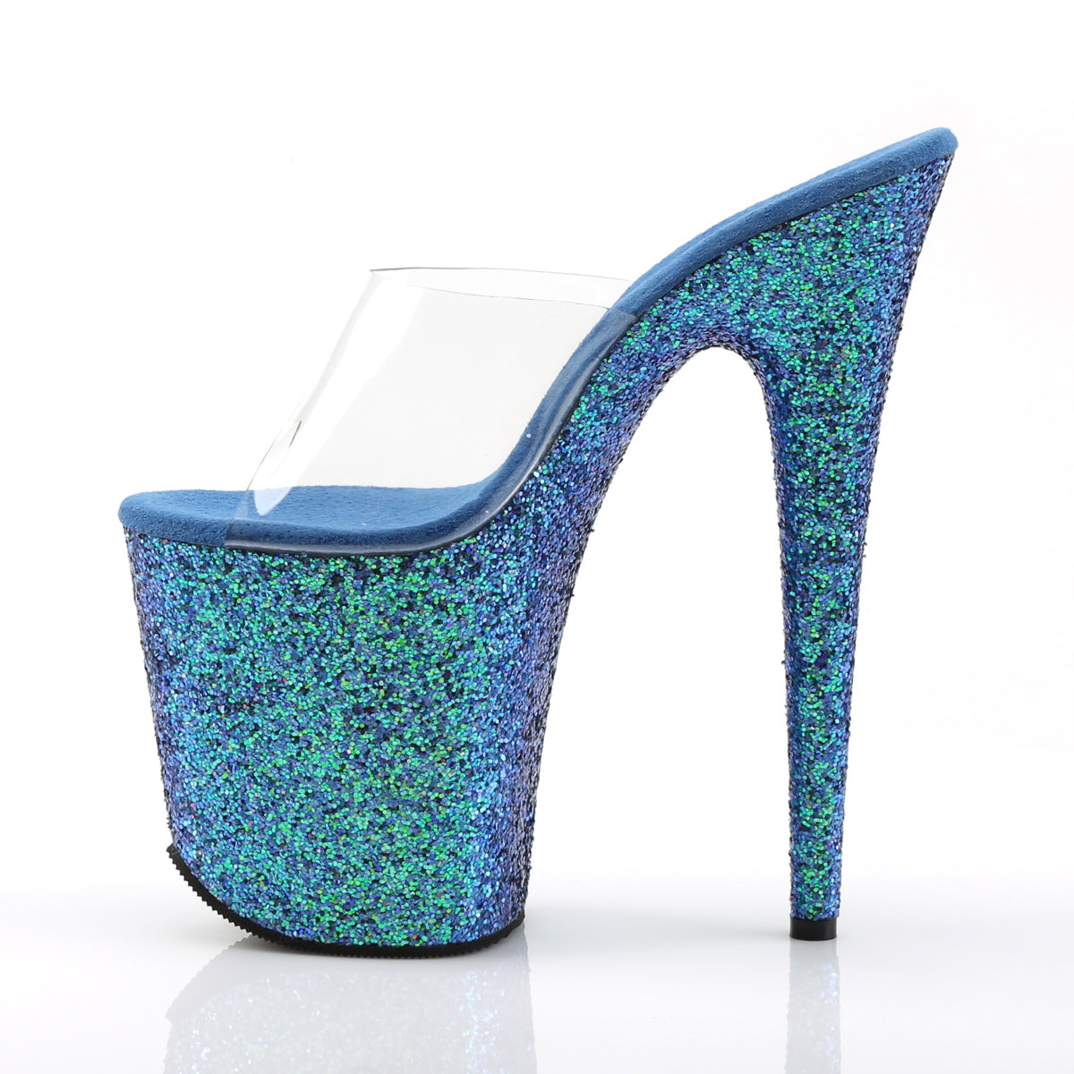 Pleaser Sandali da donna FLAMINGO-801lg CLR / Blue Holo glitter