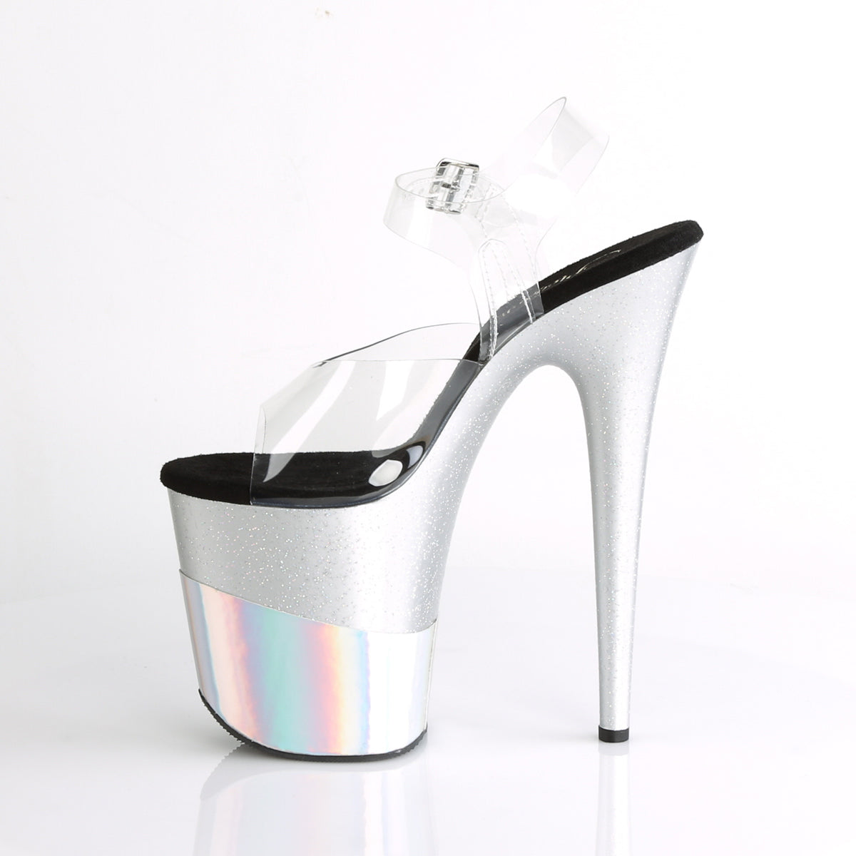 Pleaser Sandali da donna FLAMINGO-808-2HGM CLR / SLV Glitter-Hologram