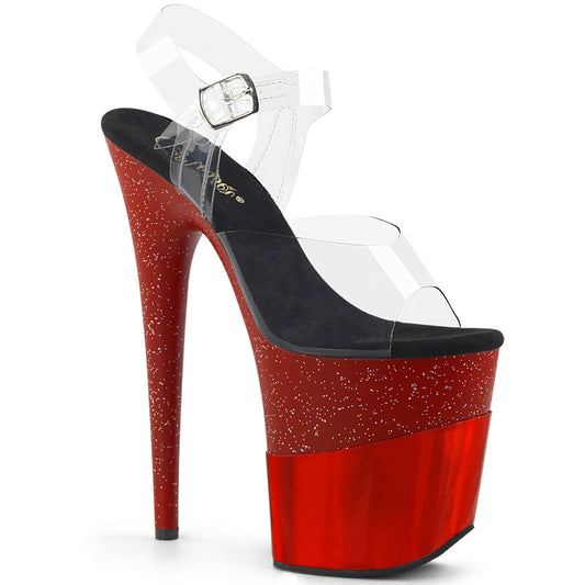 Pleaser Sandali da donna FLAMINGO-808-2HGM CLR / Glittello rosso-ologramma rosso