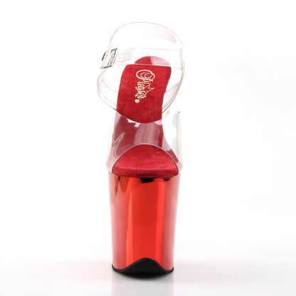 Pleaser Womens Sandals FLAMINGO-808 Clr/Red Chrome