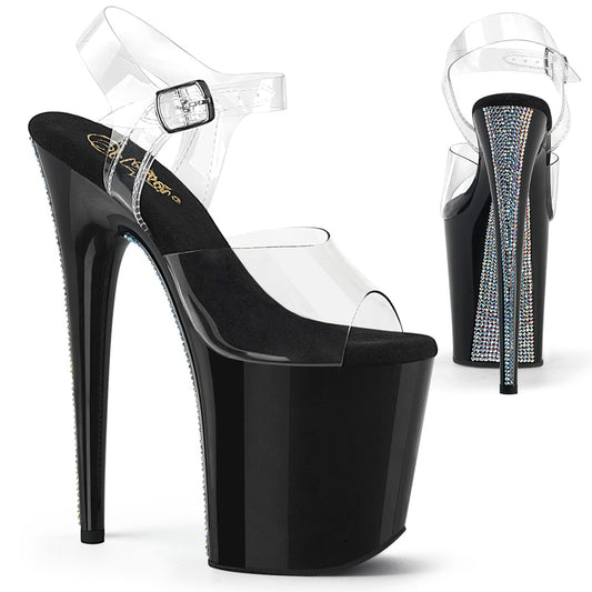 Pleaser  Sandals FLAMINGO-808CRS-2 Clr/Blk-Slv RS