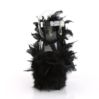 Pleaser Sandali da donna FLAMINGO-808f CLR / BLK Marabou Piuma
