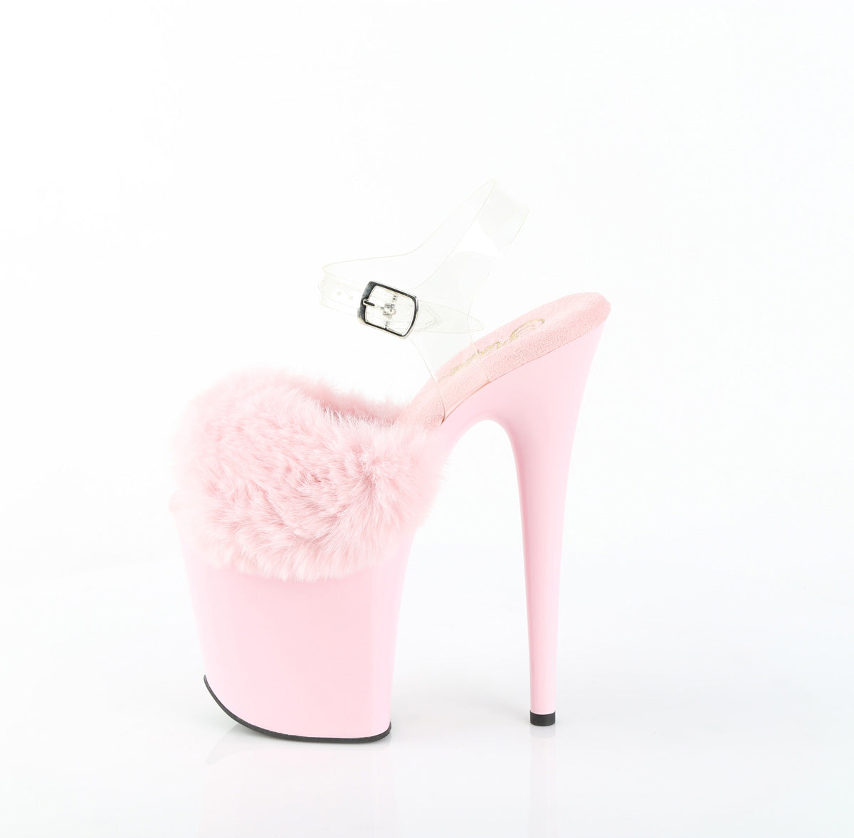 Pleaser Women's Platform Shoes FLAMINGO-808FUR B. Pink Faux Fur-Clr TPU/B. Pink