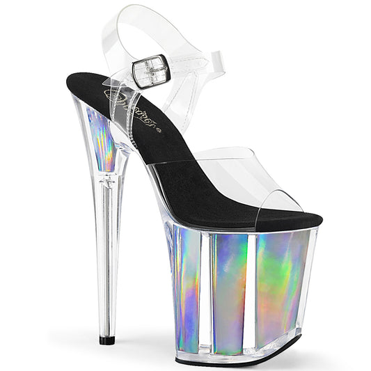 Pleaser Sandali da donna FLAMINGO-808HGI CLR / SLV Hologram Inserts