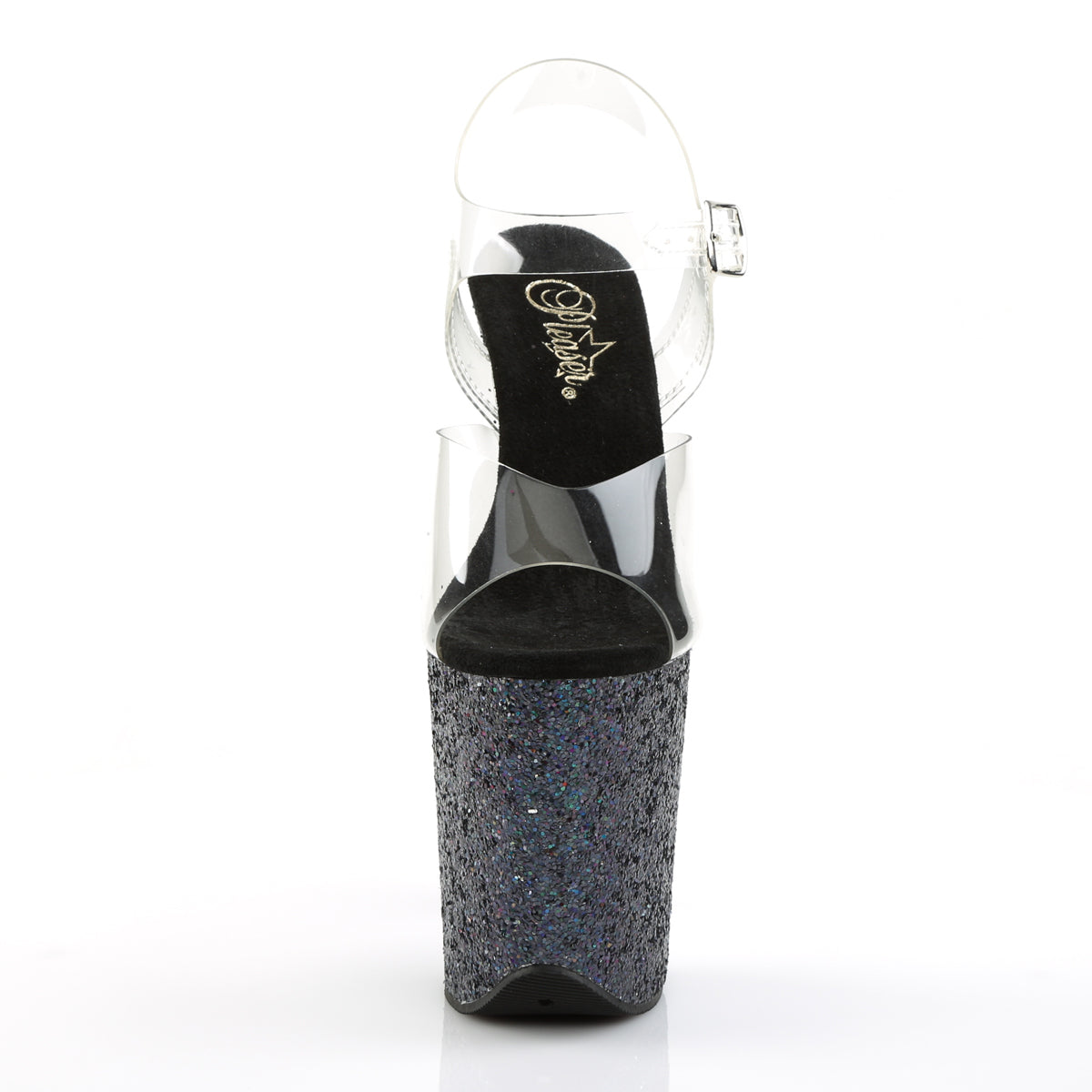 Pleaser Sandali da donna FLAMINGO-808LG CLR / BLK Multi glitter