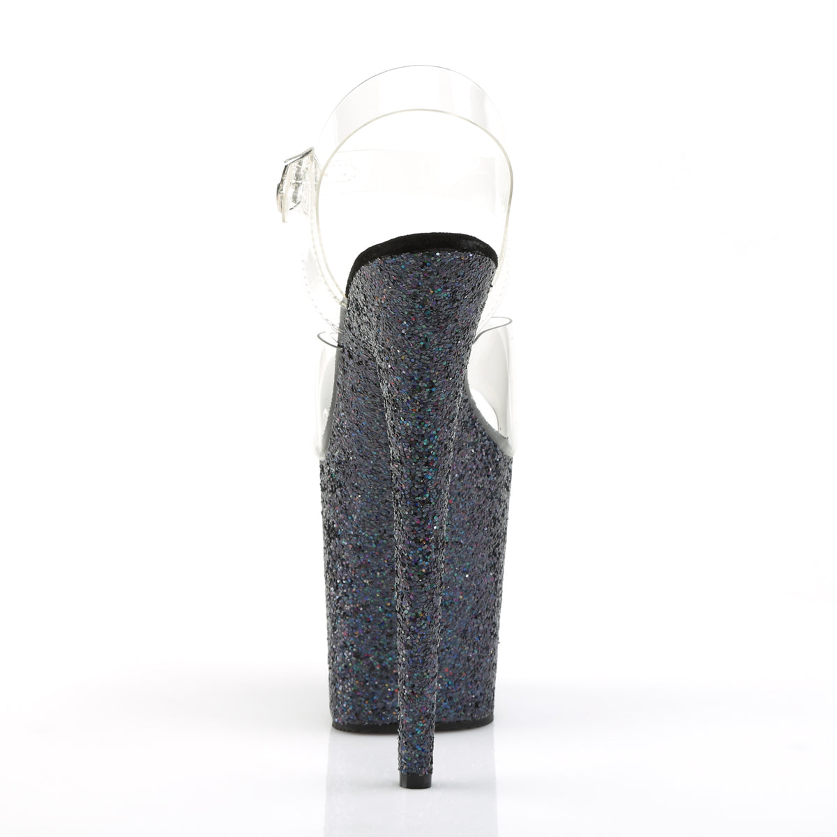 Pleaser Womens Sandals FLAMINGO-808LG Clr/Blk Multi Glitter