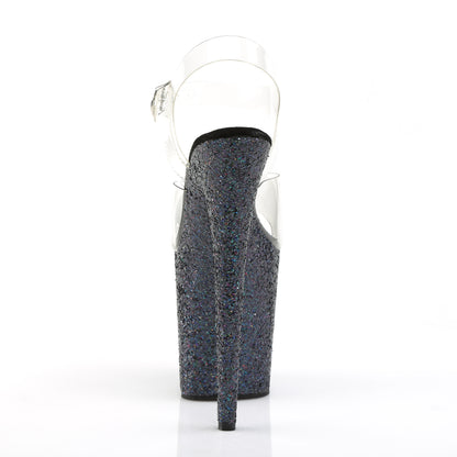 Pleaser Womens Sandals FLAMINGO-808LG Clr/Blk Multi Glitter