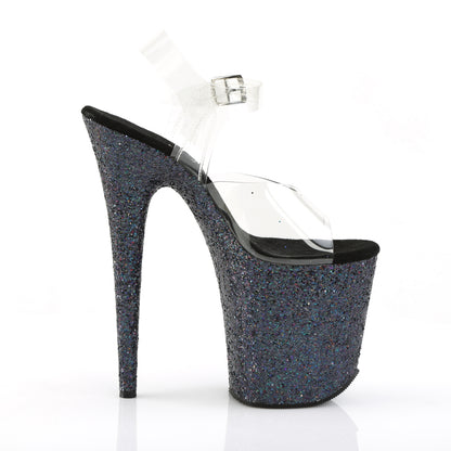 Pleaser Womens Sandals FLAMINGO-808LG Clr/Blk Multi Glitter