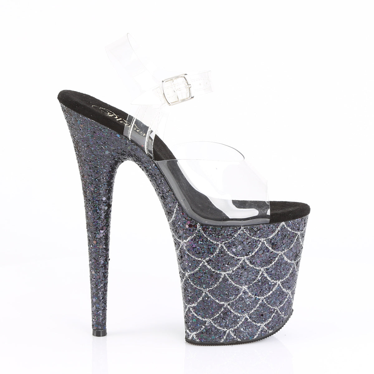 Pleaser Womens Sandals FLAMINGO-808MSLG Clr/Blk Multi Glitter