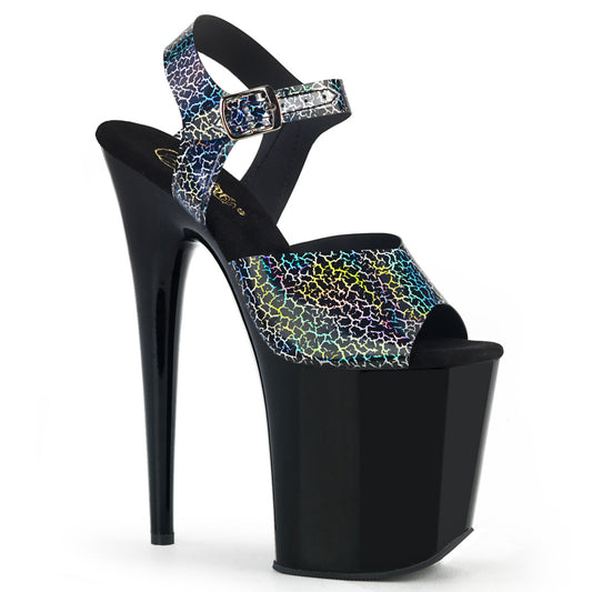 Pleaser Sandali da donna FLAMINGO-808N-ck Blk Cracker Hologram TPU / BLK