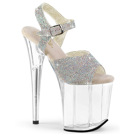 Pleaser Women's Platform Shoes FLAMINGO-808N-RS Slv AB RS-TPU/Clr