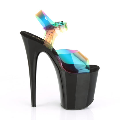 Pleaser Sandali da donna FLAMINGO-808RB. Rainbow PVC / BLK.