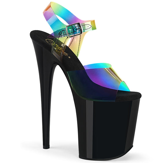 Pleaser Sandali da donna FLAMINGO-808RB. Rainbow PVC / BLK.
