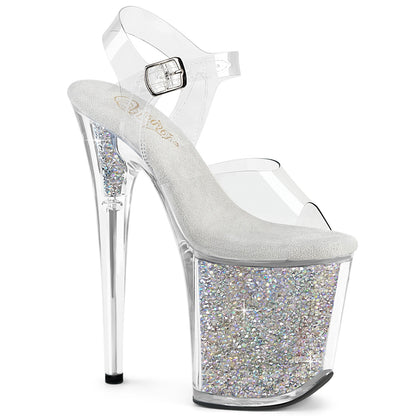 Pleaser Women's Platform Shoes FLAMINGO-808RSI Clr/Clr-Slv AB RS