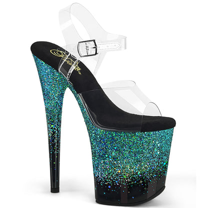 Pleaser   FLAMINGO-808SS CLR/BLK-TURQUOISE MULTILTTER