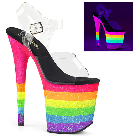 Pleaser Sandali da donna FLAMINGO-808UVRB CLR / Neon Rainbow Glitter.