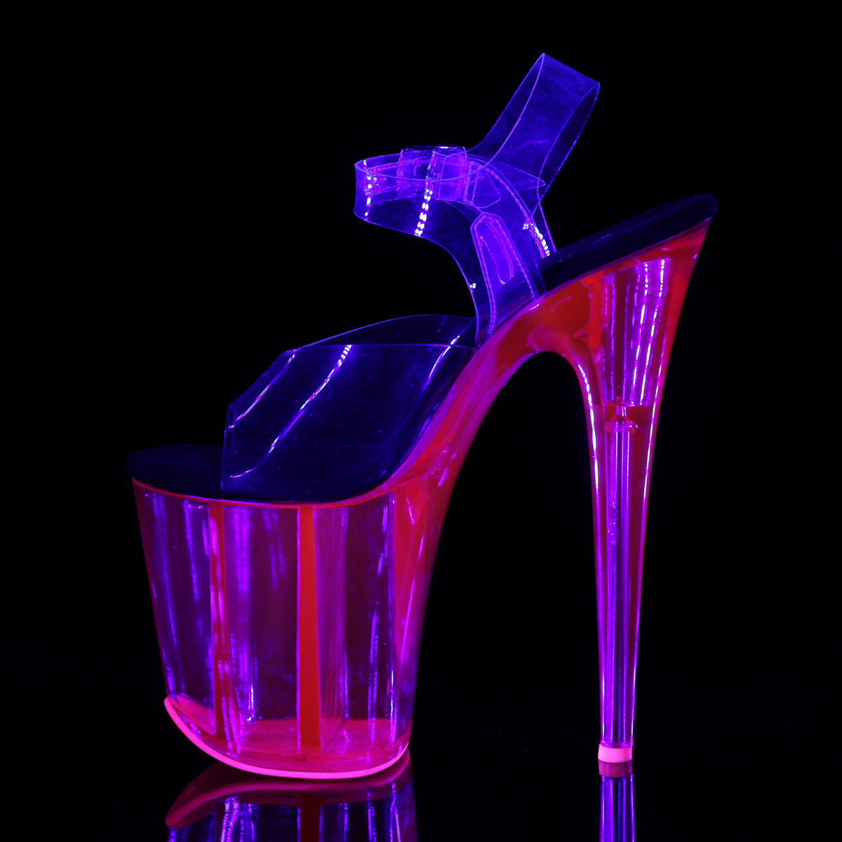 Pleaser Womens Sandals FLAMINGO-808UVT Clr/H. Pink Tinted