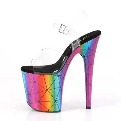 Pleaser Sandali da donna FLAMINGO-808WR CLR / Laser Rainbow Hologram avvolto