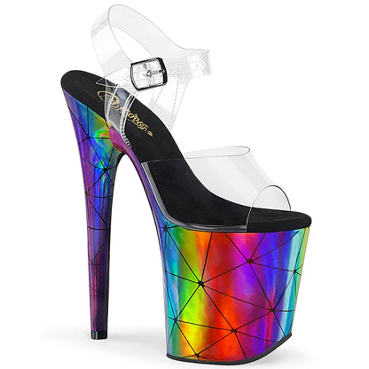 Pleaser Sandali da donna FLAMINGO-808WR CLR / Laser Rainbow Hologram avvolto