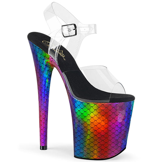 Pleaser Sandali da donna FLAMINGO-808WR CLR / Laser Rainbow Hologram avvolto