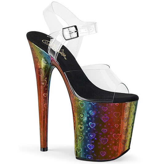 Pleaser Sandali da donna FLAMINGO-808WR CLR /Rainbow Hologram avvolto