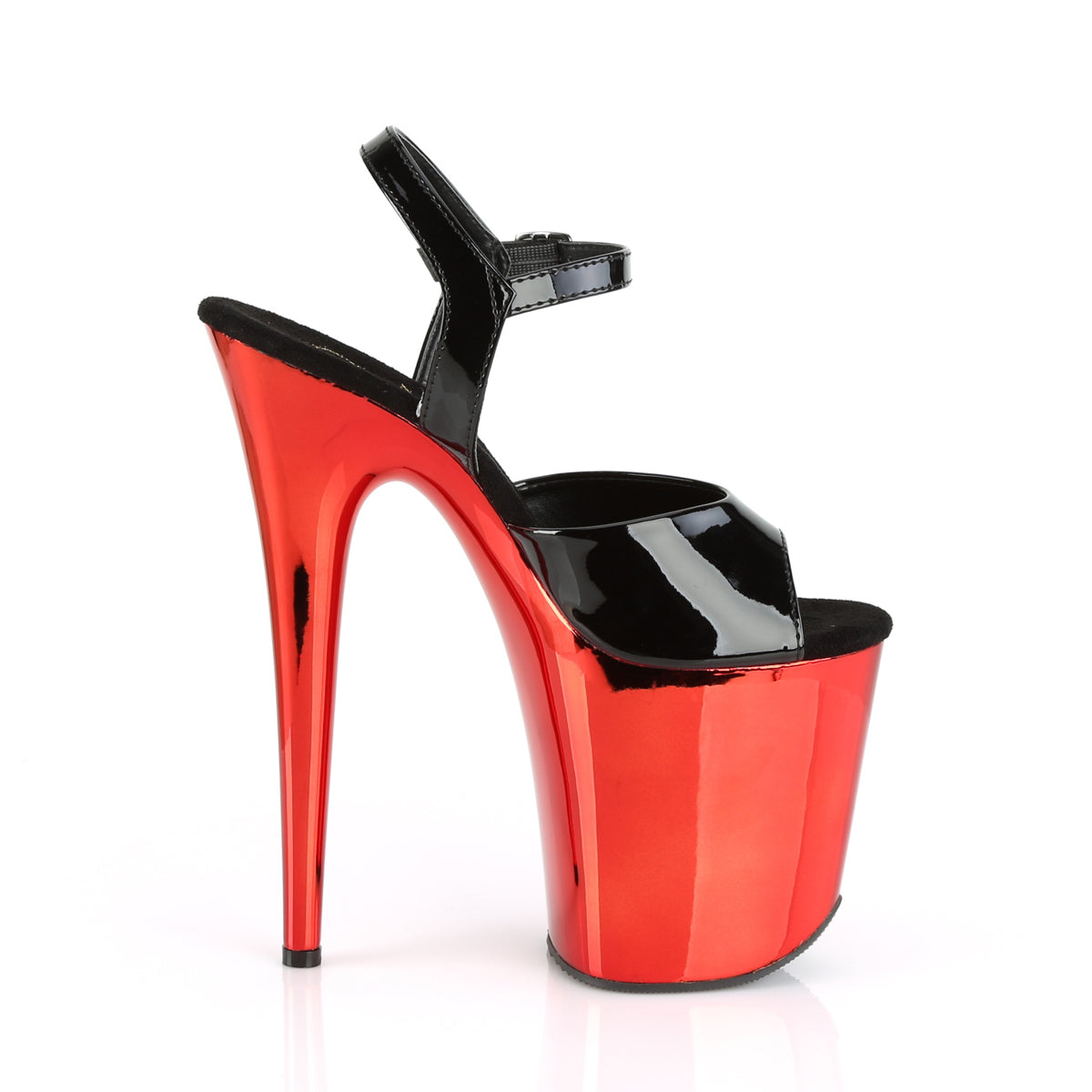 Pleaser Sandali da donna FLAMINGO-809 BLK PAT / RED Chrome