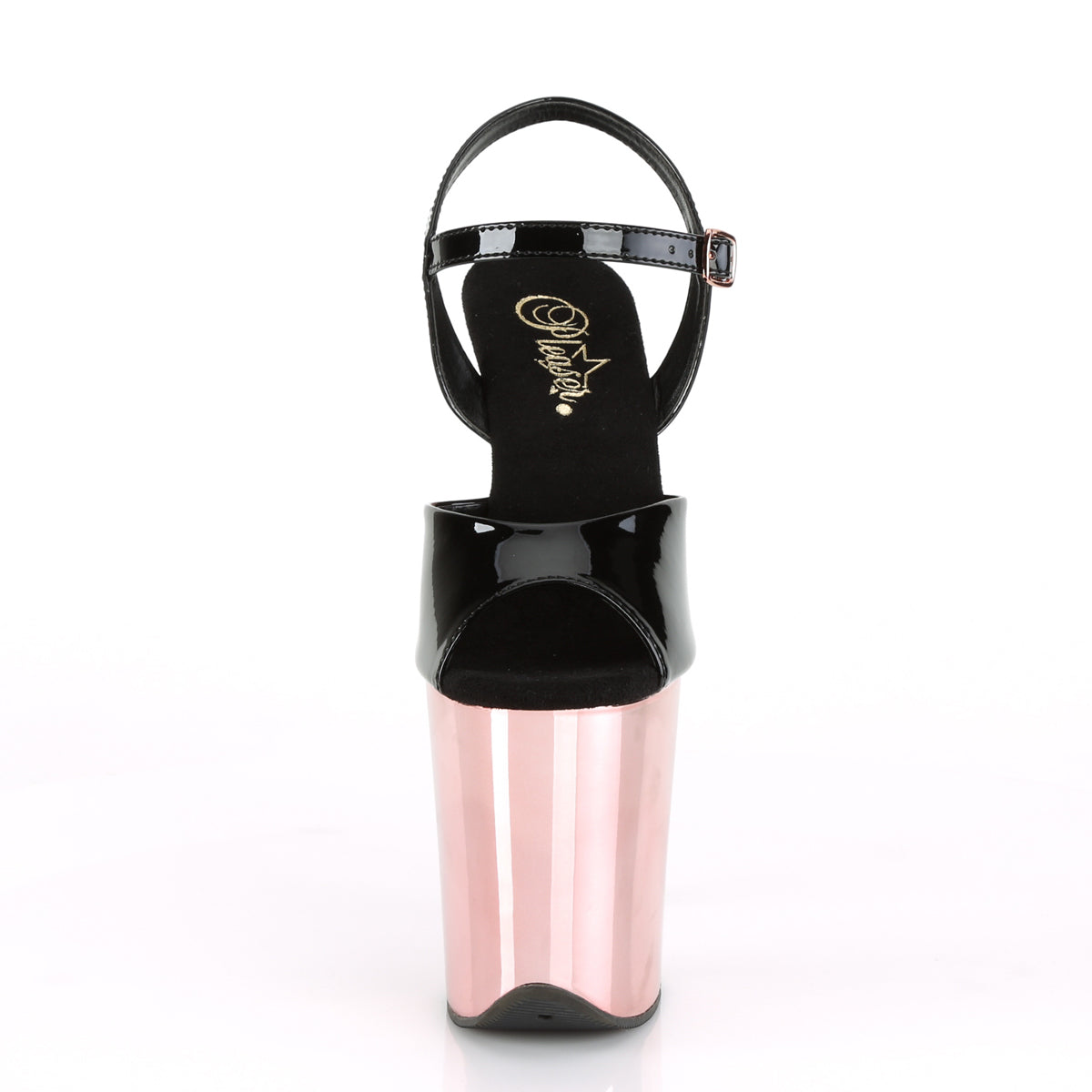 Pleaser Sandali da donna FLAMINGO-809 BLK PAT / GOLD GOLD CHROME
