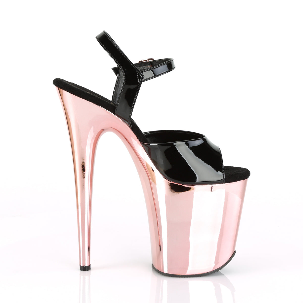 Pleaser Sandali da donna FLAMINGO-809 BLK PAT / GOLD GOLD CHROME