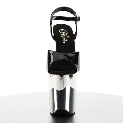 Pleaser Sandali da donna FLAMINGO-809 BLK PAT / SLV Chrome