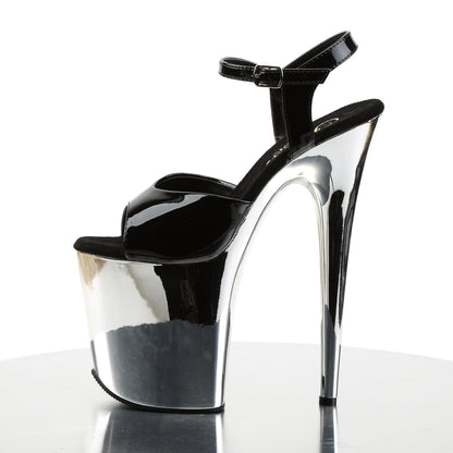 Pleaser Sandali da donna FLAMINGO-809 BLK PAT / SLV Chrome