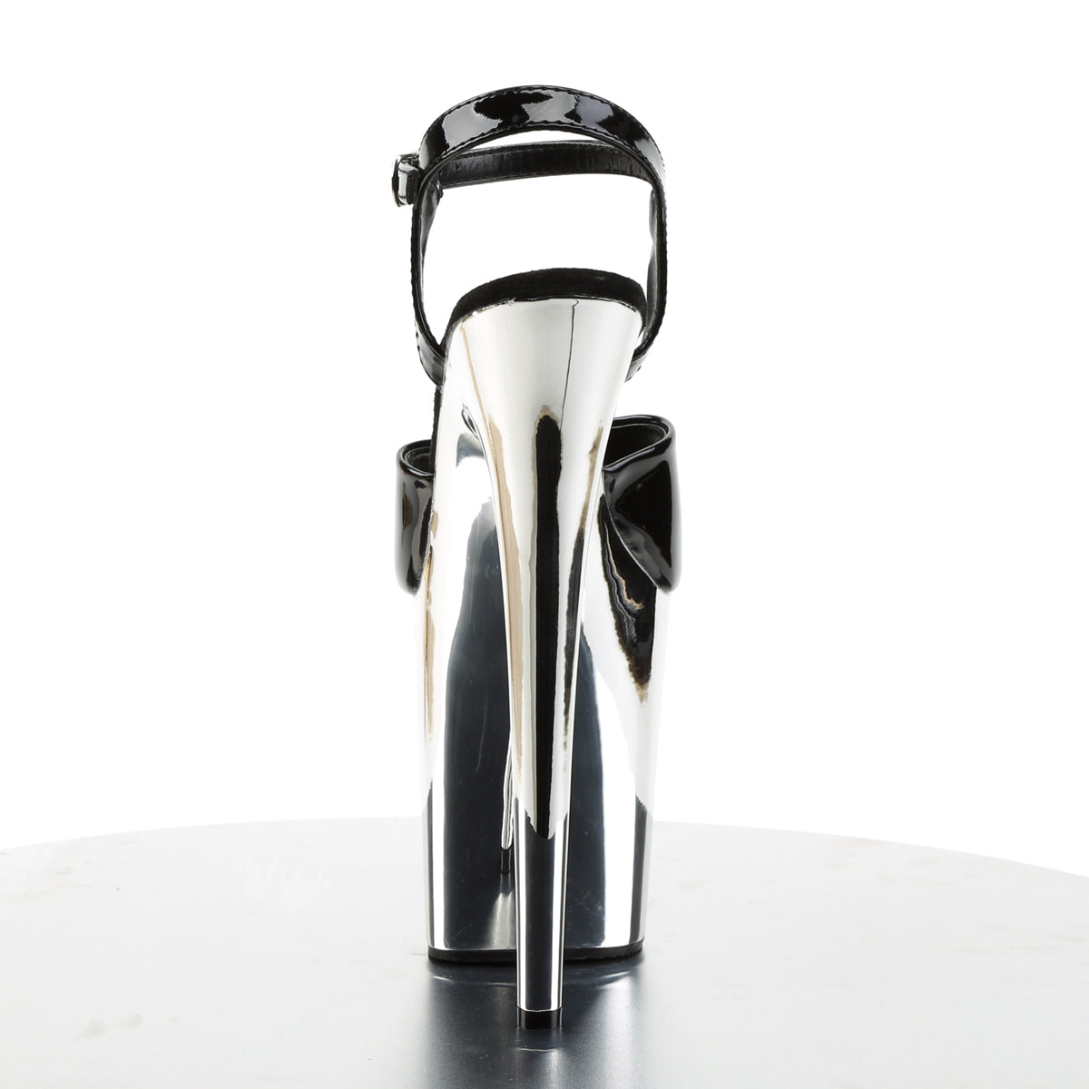 Pleaser Sandali da donna FLAMINGO-809 BLK PAT / SLV Chrome