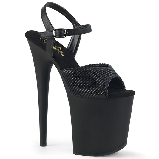 Pleaser Sandali da donna FLAMINGO-809 BLK trapuntato in ecopelle / BLK opaco