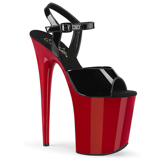 Pleaser Sandali da donna FLAMINGO-809 BLK PAT / RED