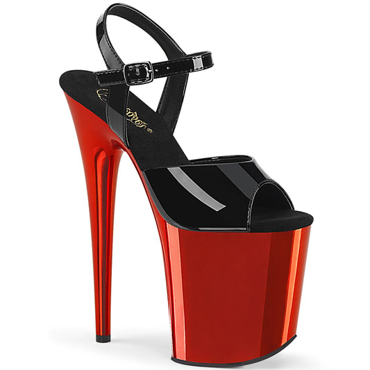 Pleaser Sandali da donna FLAMINGO-809 BLK PAT / RED Chrome