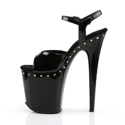 Pleaser Sandali da donna FLAMINGO-809ABLS BLK PAT / BLK