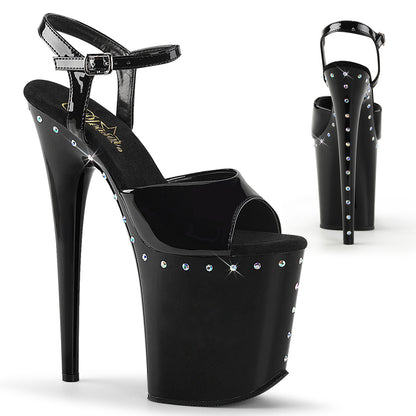 Pleaser Sandali da donna FLAMINGO-809ABLS BLK PAT / BLK