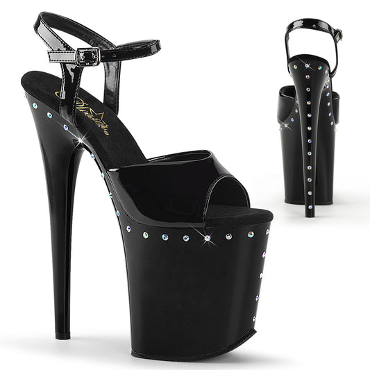 Pleaser Sandali da donna FLAMINGO-809ABLS BLK PAT / BLK