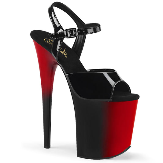Pleaser Sandali da donna FLAMINGO-809BR BLK PAT / RED-BLK