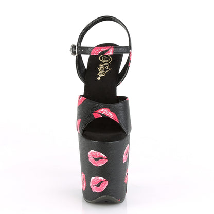 Pleaser Womens Sandals FLAMINGO-809KISSES Blk Faux Leather/Blk Faux Leather