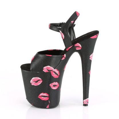 Pleaser Womens Sandals FLAMINGO-809KISSES Blk Faux Leather/Blk Faux Leather