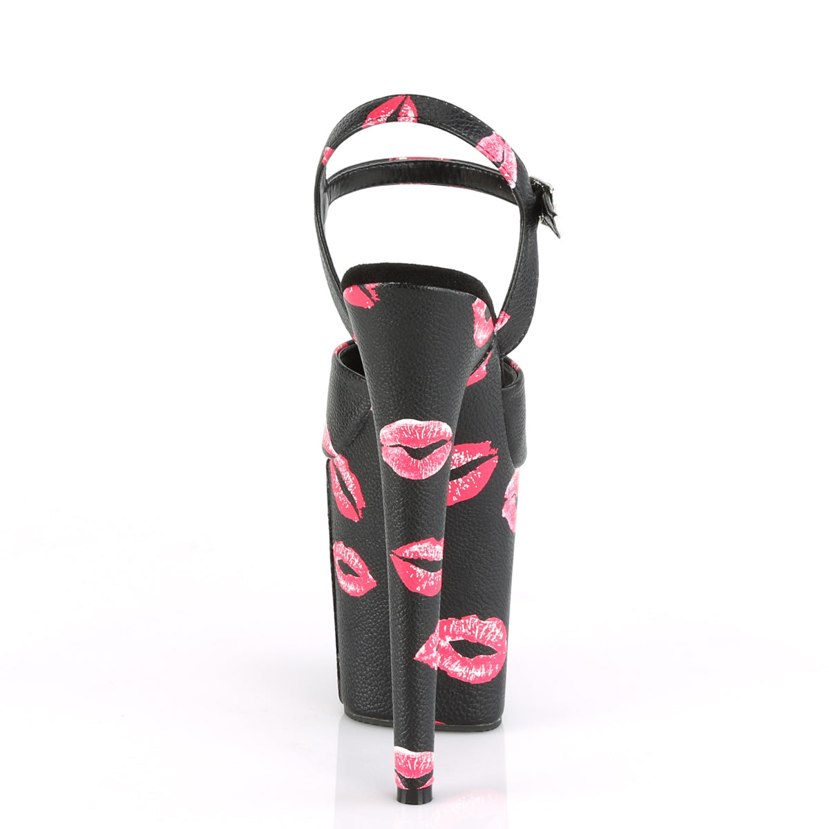 Pleaser Womens Sandals FLAMINGO-809KISSES Blk Faux Leather/Blk Faux Leather
