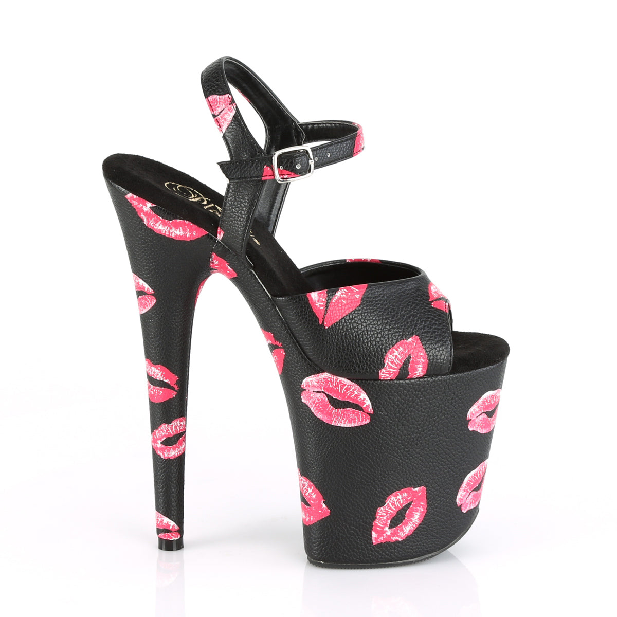 Pleaser Womens Sandals FLAMINGO-809KISSES Blk Faux Leather/Blk Faux Leather