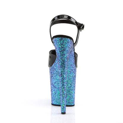 Pleaser Sandali da donna FLAMINGO-809LG BLK PAT / Blue Multitter