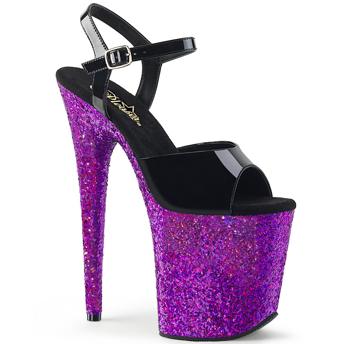 Pleaser Sandali da donna FLAMINGO-809LG BLK Pat / Purple Multitter