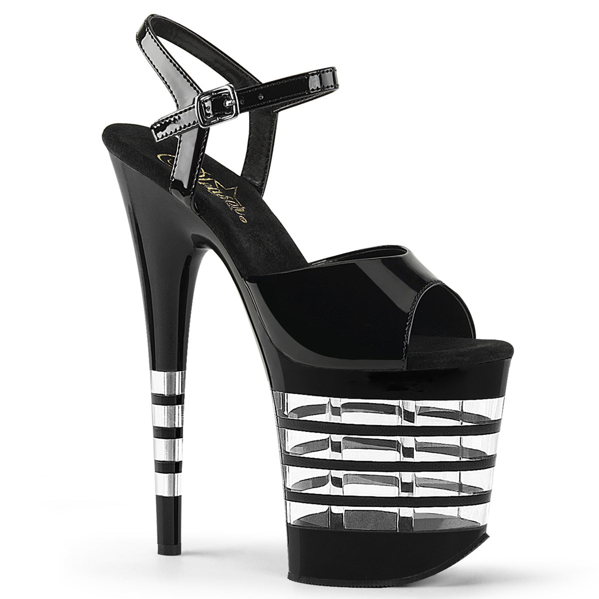 Pleaser Womens Sandals FLAMINGO-809LN Blk Pat/Blk