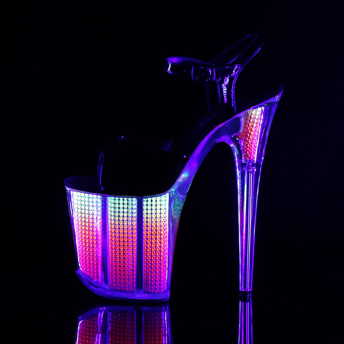 Pleaser Donne Sandali FLAMINGO-809SRS Blk Pat / Neon Multi SRS